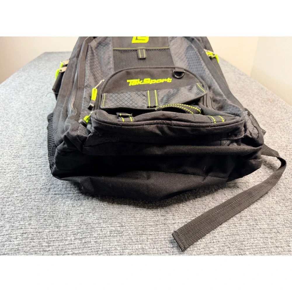 TekSport Backpack Black Neon Green Multi-Pocket Travel School Bag Utility Hiking